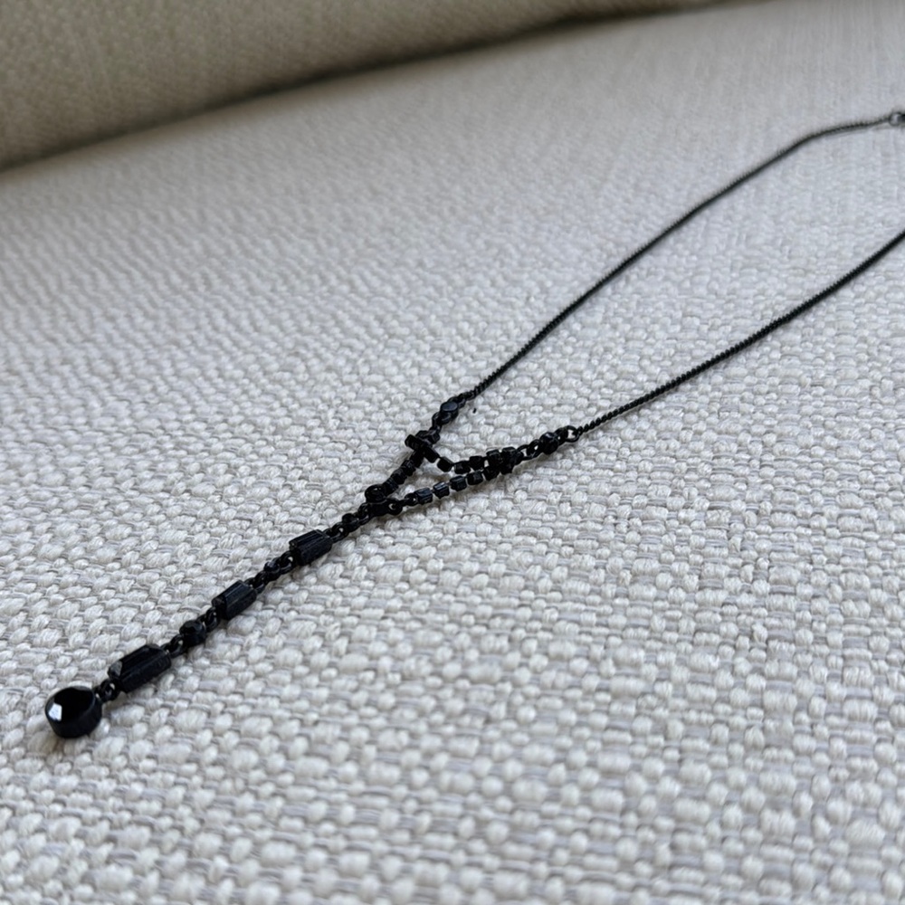 Black Minimalist Necklace with Vertical Pendant
